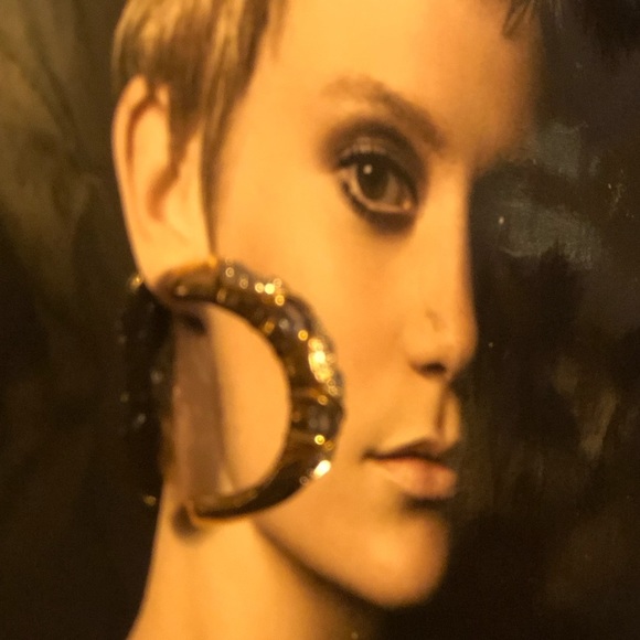 NEW tanzanite CZ gold half moon hoop earrings hoops gemstone - Picture 11 of 15